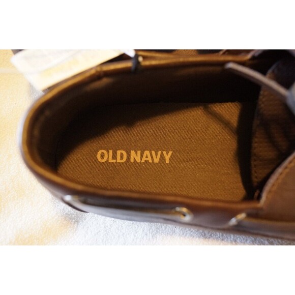 OLD NAVY MEN'S BOAT DRESS SHOES DARK BROWN LACE UP FAUX LEATHER SIZE 11 MEMORY F - Picture 3 of 8